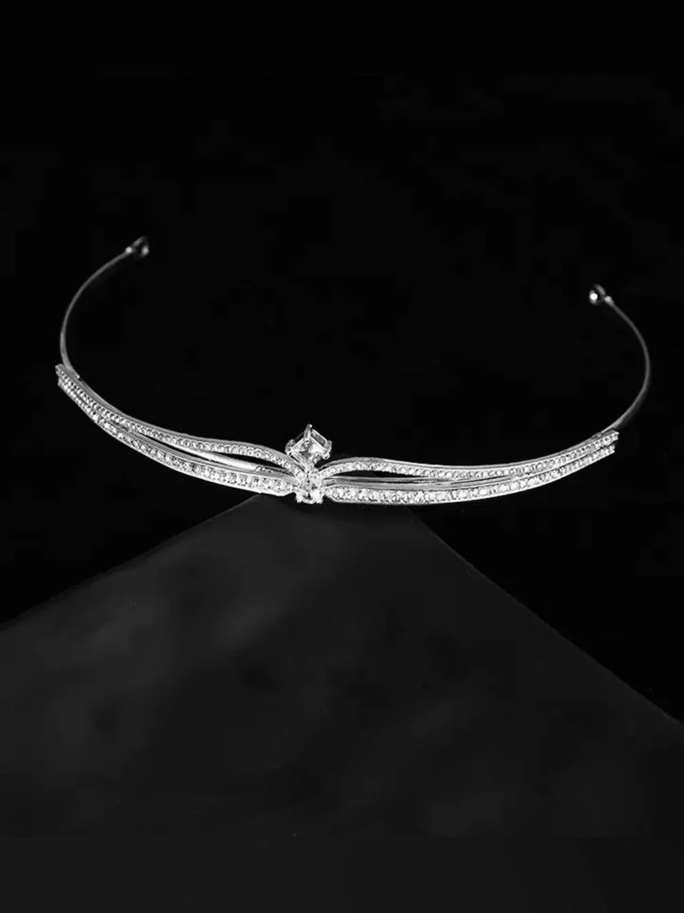 Crystal Accent Silver Headband - Elegant Hair Accessory